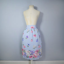 Load image into Gallery viewer, 40s FLORAL BORDER PRINT PASTEL BLUE MAKE DO AND MEND SKIRT - XS / 24.5&quot;