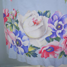 Load image into Gallery viewer, 40s FLORAL BORDER PRINT PASTEL BLUE MAKE DO AND MEND SKIRT - XS / 24.5&quot;
