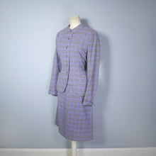 Load image into Gallery viewer, GREY AND PURPLE CHECKED LIGHTWEIGHT WOOL LATE 50s SKIRT SUIT - S