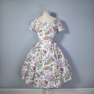 ROMANTIC SUMMERY FLORAL 50s FIT AND FLARE COTTON DRESS - XS-S