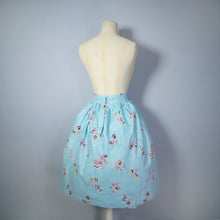 Load image into Gallery viewer, 50s HANDMADE NOVELTY SKIRT IN PASTEL BLUE WITH RUSSIAN DOLL PRINT - 26&quot;