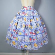 Load image into Gallery viewer, 50s NOVELTY SKIRT IN BANQUET FOOD PRINT WITH WINE, FRUIT AND VEGETABLES - 24&quot;