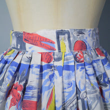 Load image into Gallery viewer, 50s NOVELTY SKIRT IN BANQUET FOOD PRINT WITH WINE, FRUIT AND VEGETABLES - 24&quot;