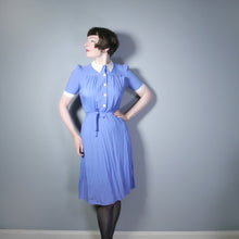Load image into Gallery viewer, 40s NURSE / ALICE style BLUE WHITE COLLARED SHIRTWAISTER DRESS - S