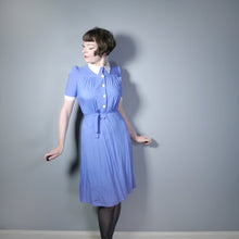Load image into Gallery viewer, 40s NURSE / ALICE style BLUE WHITE COLLARED SHIRTWAISTER DRESS - S