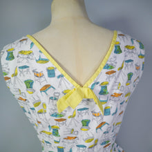 Load image into Gallery viewer, 50s NOVELTY CHAIR / FURNITURE PRINT COTTON DAY DRESS - S