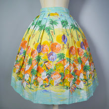 Load image into Gallery viewer, 50s BEACH AND VILLAGE LANDSCAPE BORDER PRINT NOVELTY COTTON SKIRT - 24&quot;