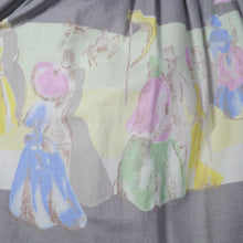 Load image into Gallery viewer, 60s/70s does 50s SKIRTEX GREY COTTON TIERED NOVELTY VICTORIAN SPECTATOR SCENE SKIRT - 26&quot;