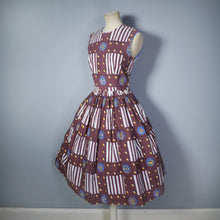 Load image into Gallery viewer, 50s BROWN NAUTICAL ANCHOR AND SHIP PRINT DRESS - XS-S