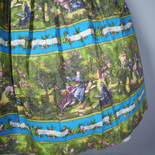 Load image into Gallery viewer, ROCOCO NOVELTY PRINT BLUE GREEN 50s FULL SKIRT - 26&quot;