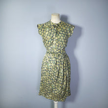 Load image into Gallery viewer, GREEN PHOTO APPLE PRINT HANDMADE 50s 3 PIECE DRESS - XS / petite fit