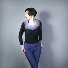 Load image into Gallery viewer, 50s BLACK BEADED FINE SOFT WOOL KNIT SWEATER / JUMPER BY NEATAWEAR - S