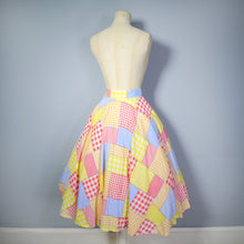 Load image into Gallery viewer, 70s does 50s TROMPE L&#39;OEIL PATCHWORK SPRING CIRCLE SKIRT - 24&quot;