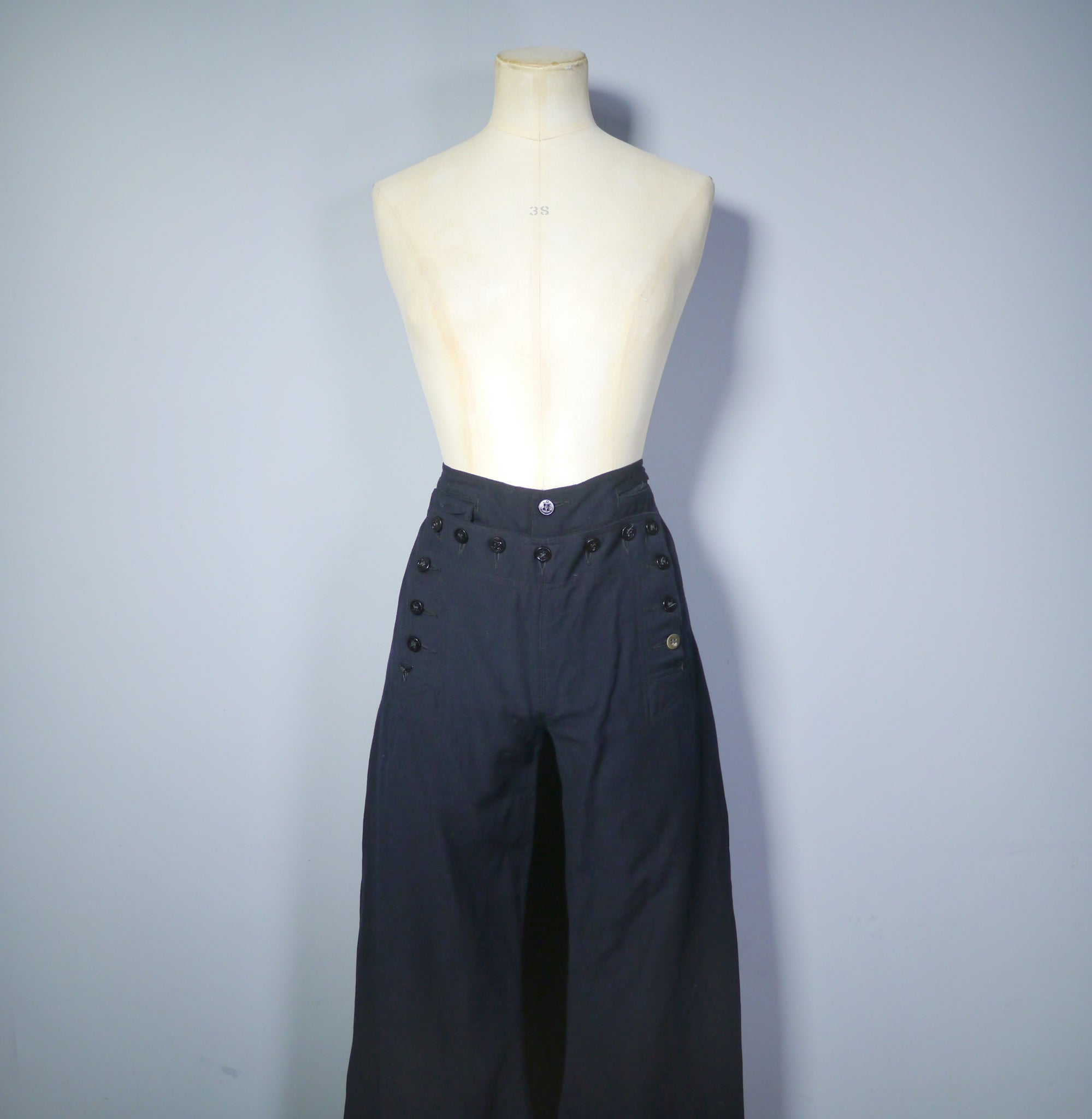 50s style NAUTICAL / NAVAL HIGH WAISTED SAILOR TROUSERS WITH