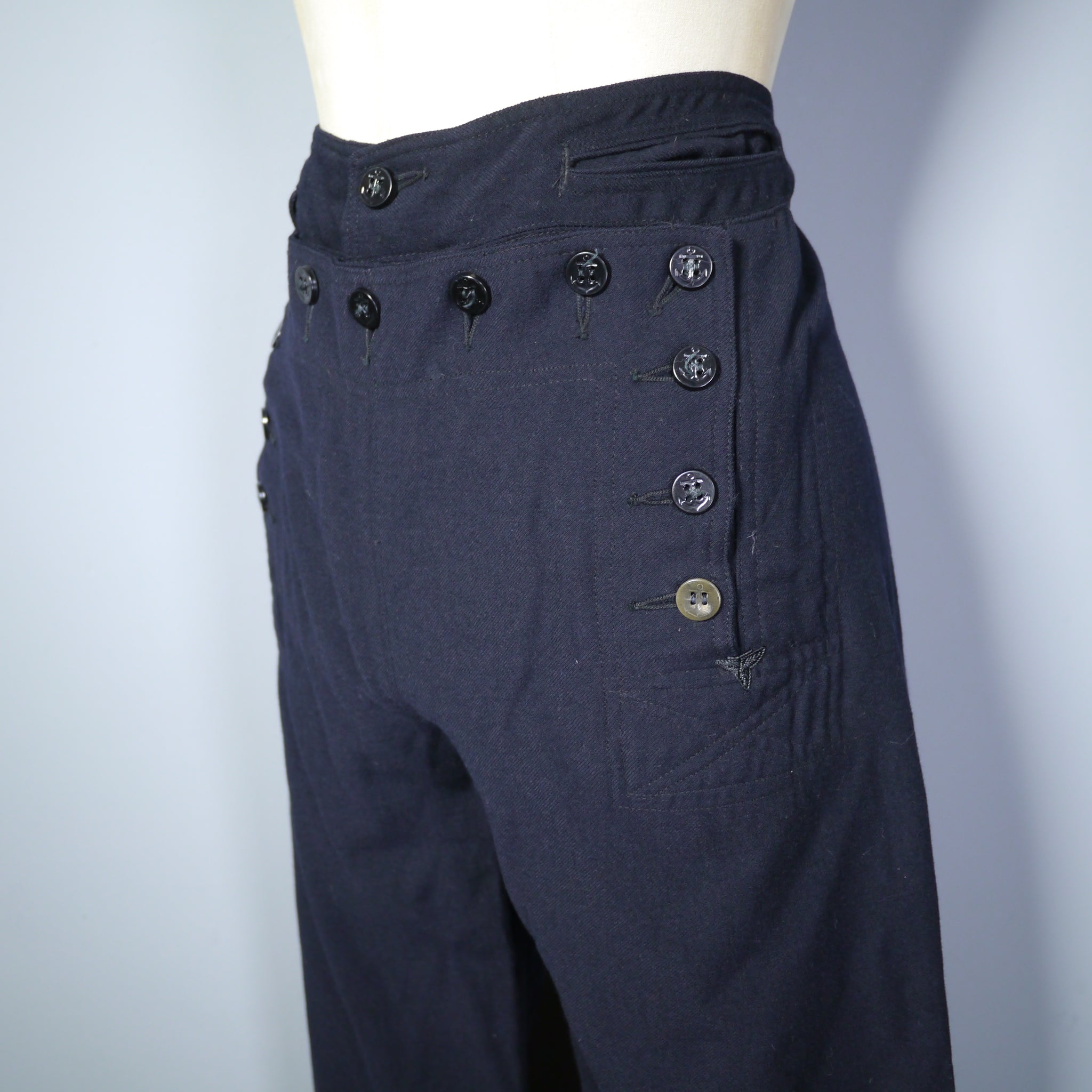 50s style NAUTICAL / NAVAL HIGH WAISTED SAILOR TROUSERS WITH