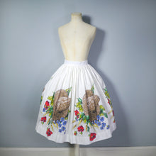 Load image into Gallery viewer, 50s NOVELTY STRAW HAT POPPY HARVEST FLORAL PRINT SKIRT - 27&quot;