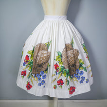 Load image into Gallery viewer, 50s NOVELTY STRAW HAT POPPY HARVEST FLORAL PRINT SKIRT - 27&quot;