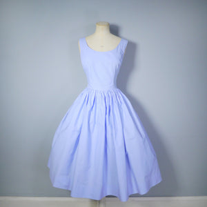 50s PASTEL BLUE FULL SKIRTED COTTON DAY / SUN DRESS - XS