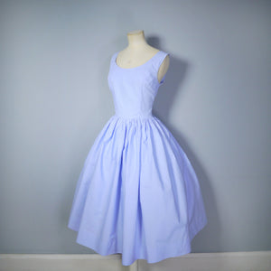 50s PASTEL BLUE FULL SKIRTED COTTON DAY / SUN DRESS - XS