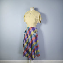Load image into Gallery viewer, 40s GENE ROGERS YELLOW DRESS WITH CHECKED SKIRT DRESS - S