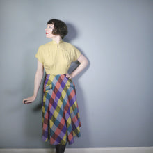 Load image into Gallery viewer, 40s GENE ROGERS YELLOW DRESS WITH CHECKED SKIRT DRESS - S