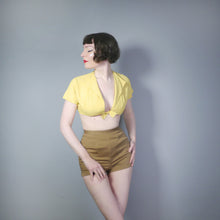Load image into Gallery viewer, 40s 50s CROPPED YELLOW BOLERO TIE FRONT SUMMER JACKET / TOP - XS-S