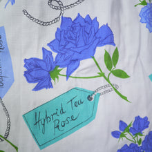 Load image into Gallery viewer, 50s 60s FULL COTTON SKIRT IN BLUE AND WHITE WITH LABELED ROSE PRINT - 26&quot;