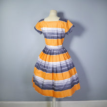 Load image into Gallery viewer, ORANGE AND GREY STRIPED 50s COTTON DAY DRESS - XS