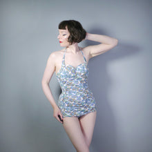 Load image into Gallery viewer, 50s JANTZEN GEM / JEWELRY NOVELTY PRINT SHIRRED COTTON SWIMSUIT - S