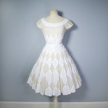 Load image into Gallery viewer, WHITE 50s DIAMOND BRODERIE ANGLAISE PATCHWORK SUMMER DRESS - XS
