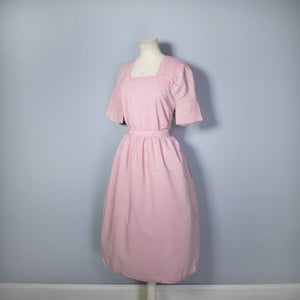 40s 50s CANDY STRIPE DAY DRESS WITH BUTTON DETAIL - S