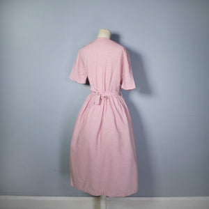 40s 50s CANDY STRIPE DAY DRESS WITH BUTTON DETAIL - S