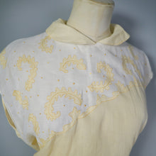 Load image into Gallery viewer, 40s SEMI-SHEER PALE YELLOW AND CREAM TWOTONE BLOUSE - L