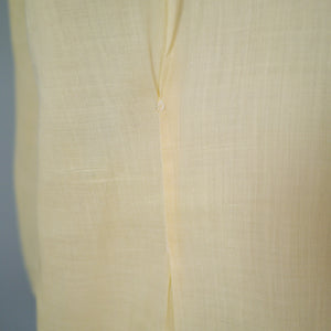 40s SEMI-SHEER PALE YELLOW AND CREAM TWOTONE BLOUSE - L