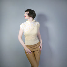 Load image into Gallery viewer, 40s SEMI-SHEER PALE YELLOW AND CREAM TWOTONE BLOUSE - L