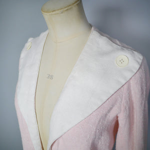 70s does 40s PASTEL PINK AND CREAM 2 PIECE CROPPED JACKET AND SKIRT SET - XS