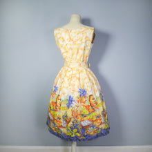 Load image into Gallery viewer, 50s 60s EGYPTIAN NOVELTY SCENIC PRINT COTTON DRESS - S