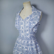 Load image into Gallery viewer, 50s 60s GREY BIRD / SWALLOW NOVELTY PRINT COTTON DAY DRESS - S