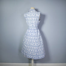 Load image into Gallery viewer, 50s 60s GREY BIRD / SWALLOW NOVELTY PRINT COTTON DAY DRESS - S