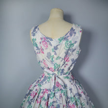 Load image into Gallery viewer, 50s FULL SKIRTED SEMI SHEER NYLON DRESS WITH ROMANTIC ROSE PRINT - S