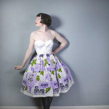 Load image into Gallery viewer, 50s 60s SPORTAVILLE WINE LABEL AND GRAPE PRINT NOVELTY FULL SKIRT - 27&quot;
