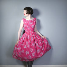 Load image into Gallery viewer, ROMANTIC RED AND WHITE POLKA DOT AND ROSE PRINT 50s DRESS - S