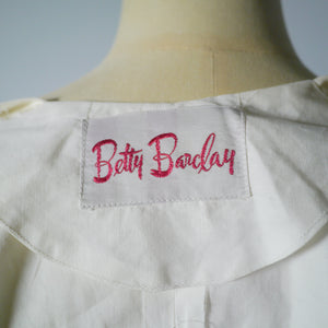50s 60s BETTY BARCLAY PASTEL WEAVE PRINT COTTON SUN DRESS AND BOLERO - XS