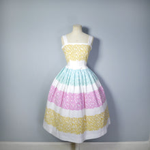 Load image into Gallery viewer, 50s 60s BETTY BARCLAY PASTEL WEAVE PRINT COTTON SUN DRESS AND BOLERO - XS