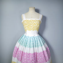Load image into Gallery viewer, 50s 60s BETTY BARCLAY PASTEL WEAVE PRINT COTTON SUN DRESS AND BOLERO - XS