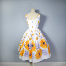 Load image into Gallery viewer, 50s VICTOR JOSSELYN AUTUMN FLORAL BORDER PRINT COTTON DRESS - S