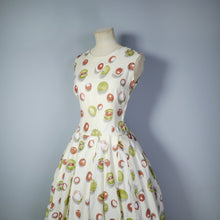 Load image into Gallery viewer, 50s NOVELTY AUTUMNAL CHESTNUT PRINT DRESS - XS / petite