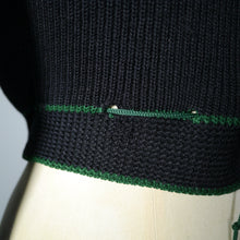 Load image into Gallery viewer, 60s 70s BLACK GREEN AND RED COLOURBLOCK CROPPED BAVARIAN / FOLK CARDIGAN - XS-S