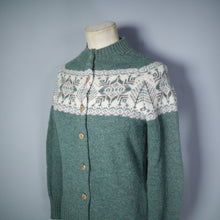 Load image into Gallery viewer, FOREST GREEN FAIRISLE SCOTTISH WOOL CARDIGAN BY PITLOCHRY - XXS-XS