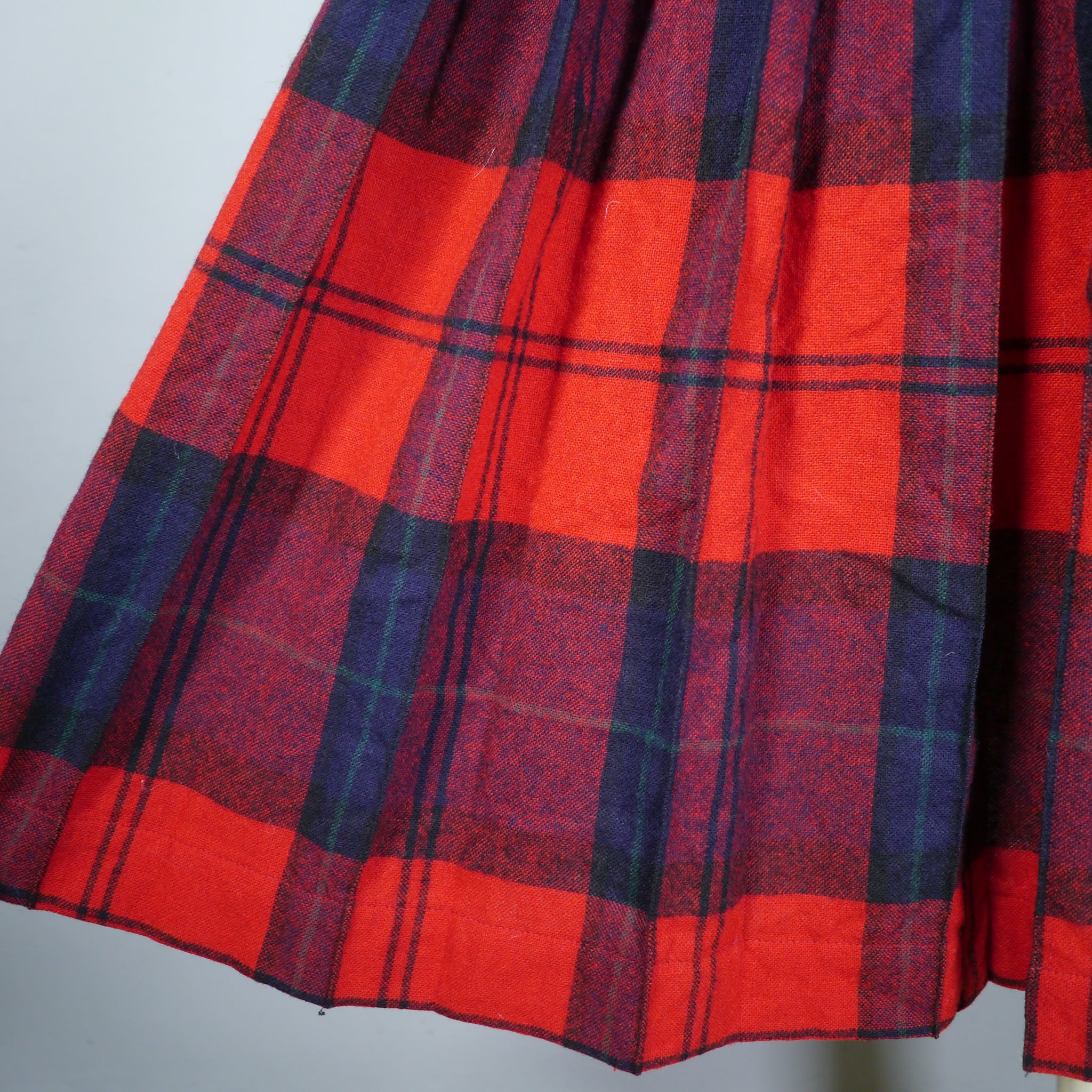 60s Vintage Red Green Plaid Pleated Skirt By Pendleton Turnabout Rever